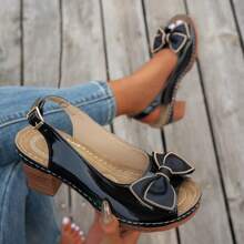 Sandalias elegantes de tacón alto con lazo de moda 2025, adecuadas para fiestas y uso al aire libre, correa tipo tick chunky para tacones abiertos y dedos de los pies, estilo clásico casual de verano