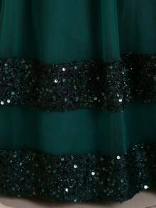 Girls Dress Floral Princess Tulle Dress For Children, Wedding Party Flower Girl Dress, Stage Performance Puff Skirt - Dark Green - View 7