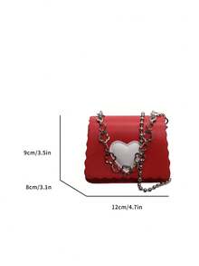 1pc Spring/Summer Fashion Heart-Shaped Mini Cross-Body Chain Bag, Stylish Lightweight Handbag - A - View 4