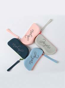 1pc Can Customize Silicone Glasses Case Personalized Customized Text, Soft Protection Glasses Bag Bag For Storage, Convenient Travel, Shock-Proof, Suitable For Glasses And Dust Silicone Zipper Glasses Bag Storage Bag Waterproof Bag Multi-Purpose