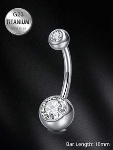 Titanium Belly Button Ring F136 Silvery Golden Belly Rings For Women Belly Piercing Cubic Zirconia Silvery G23 Titanium Alloy Body Piercing Jewelry CZ Pierced Belly Ring For Women Men 14G 8/10/12/14mm For Daily - Navel Nails - View 9