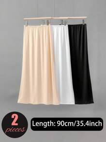 3 pièces/2 pièces/1 pièce Jupe mi-longue en tissu souple de longueur étendue 90 cm/80 cm/72 cm/60 cm de couleur unie. Coupe près du corps pour empêcher la transparence. Doublure haute élasticité à la taille. Convient pour le port quotidien et peut être associée à des robes de soirée pour des événements estivaux, scolaires.