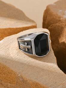 1pc Stainless Steel Inlaid Large Cubic Zirconia Cross Pattern Men's Rings Gift Jewelry, For Holidays And Special Occasions Wear - Cubic Gemstones - View 31