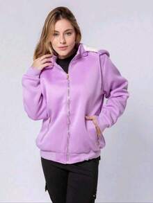 WOMEN'S WATERPROOF SWEATSHIRT, SUPER STYLISH, PLUSH, WITH REMOVABLE NEOPREME HOOD - Lilac Purple - View 1