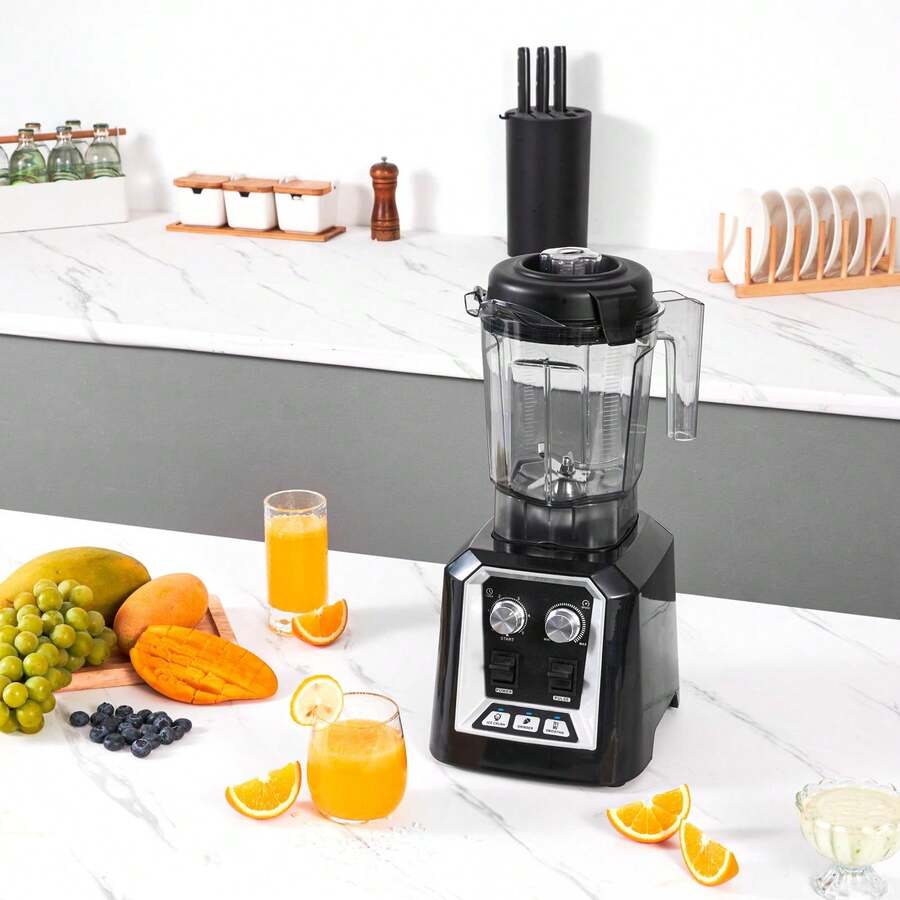 Professional Blender, Commercial Countertop Blenders, 68 Oz Glass Jar Blender Combo, Stainless Steel 3 Functions Blender, For Frozen Drinks, Shakes, Smoothies, Peree, And Crush Ice, Black - Three functions black - 查看 1