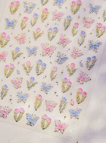 1pc Nail Art Stickers Sparkling Butterfly Nail Art Stickers Exquisite Butterfly Nail Self Adhesive Paper DIY Thin And Hard Nail Decoration Stickers Stickers DIY