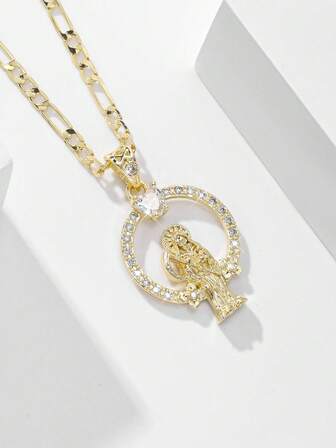 1 st 2025 nytt hypoallergen koppar inlagt Zirconia modehängande halsband, lämplig som present till mor/valentinsdag par/vänner/gudföräldrar, katolskt heligt, dagligt eller högtidsreligiöst klädsel