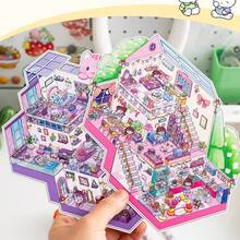Nhãn dán phong cảnh lập thể 3D, hoạt hình thủ công DIY trang trí nhật ký cắt dán hình thú cưng thu nhỏ, đồ dùng học tập, trở lại trường - Nhiều màu - Xem 3