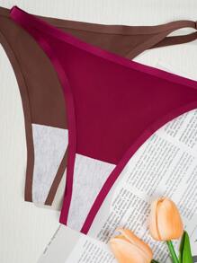 15pcs Women Seamless Dopamine Thong Panties, Colorful Sexy Soft Silk Set, Beach Bikini, Ideal Gift For Birthday, Valentine's Day, Christmas, Halloween