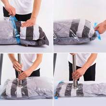 Vacuum Bag Kit + Hand Pump Clothes Organization Travel Suitcase Wardrobe - 黑色 - 查看 2