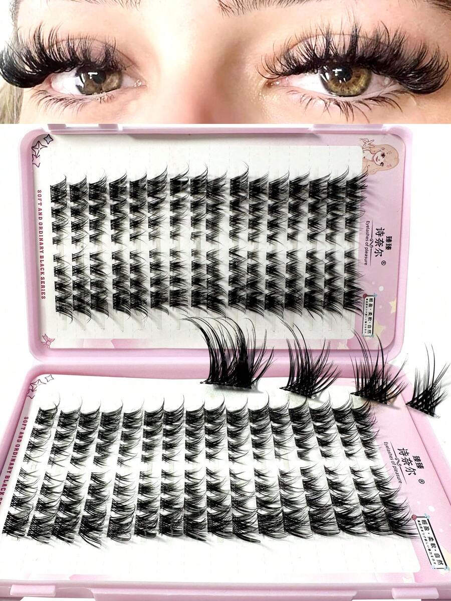 Lông mi giả mắt mèo nhiều cụm 3D Fluffy Fox Eye Lash, 10 hàng/32 hàng (256 chiếc/80 chiếc) Công suất cao, tự nhiên & cong, cảm giác mềm mại, mềm mại, lông mi đen siêu mịn 3 trong 1 có thể tái sử dụng để làm dài & làm to mắt, trang điểm khi đi làm hàng ngày, cụm lông mi, lông mi riêng lẻ, lông mi, lông mi giả
