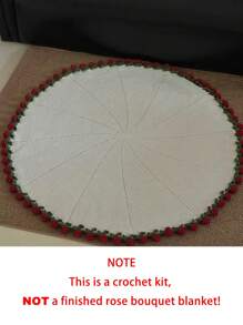 1 Set DIY Crochet Rose Bouquet Blanket Kit Crochet Flower Bouquet Blanket Material Knitting Kit Pack Red Rose Round Blanket Sofa Throw Blanket Birthday Anniversary Gift Wedding Gift Home Decor