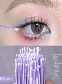 100pcs/300pcs Nano Cosmetic Swab, Thin Head, Makeup Changing, Eyeliner Wiping, Eyelash Removing, Cleaning Stick, Special Stick For Embroidery (100 Pieces)