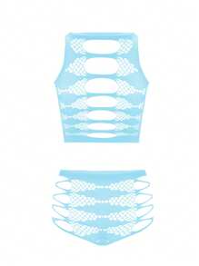 1 Set di lingerie sexy di taglia forte da donna, body intero con cut-out e reggicalze