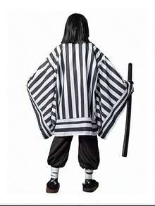 Disfraz De Kimono De Anime Cosplay Iguro Obanai - Blanco y Negro - Ver 5