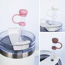 4pcs/2pcs Straw Covers Cap Reusable Silicone Straw Toppers Compatible With Stanley Cup Spill Leak Stopper Splash Dust Proof Straws Cover(Random Color)