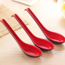 5/10pcs 16cm Plastic Black Red Spoon Chinese Noodle Restaurant Ladle Daily Household Soup Spoon Kitchen Catering Accessories