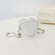 Laser Heart Girls Fashionable Shoulder Bag Chain Strap Crossbody Purse PU Leather Casual Small Bag