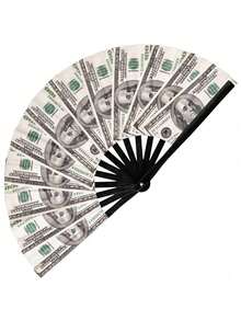 1 PIEZA Abanico plegable - Apilado de billetes/Abanico de dinero - Abanico plegable de mano grande para hombres/mujeres - Para EDM, festivales de música, club, evento, fiesta, baile, actuación, decoración, regalo - Multicolor - Ver 1