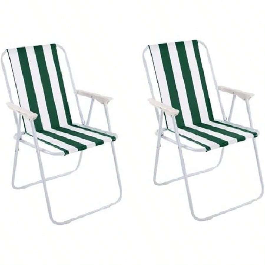 Pack de 2 Sillas de Playa Plegables con Reposabrazos, Silla Portátil para Camping, Jardín, Exterior y Ocio, Ligera y Resistente, Estructura de Acero, Tela Cómoda, Fácil de Transportar y Almacenar, Diseño Compacto y Plegable, Disponible en Colores Vibrantes, 74x52x38 cm