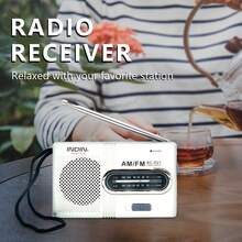 Portable AM FM Radio - Mini Radio With Telescopic Antenna & Headphone Jack, Stereo Speakers Receiver Music Player