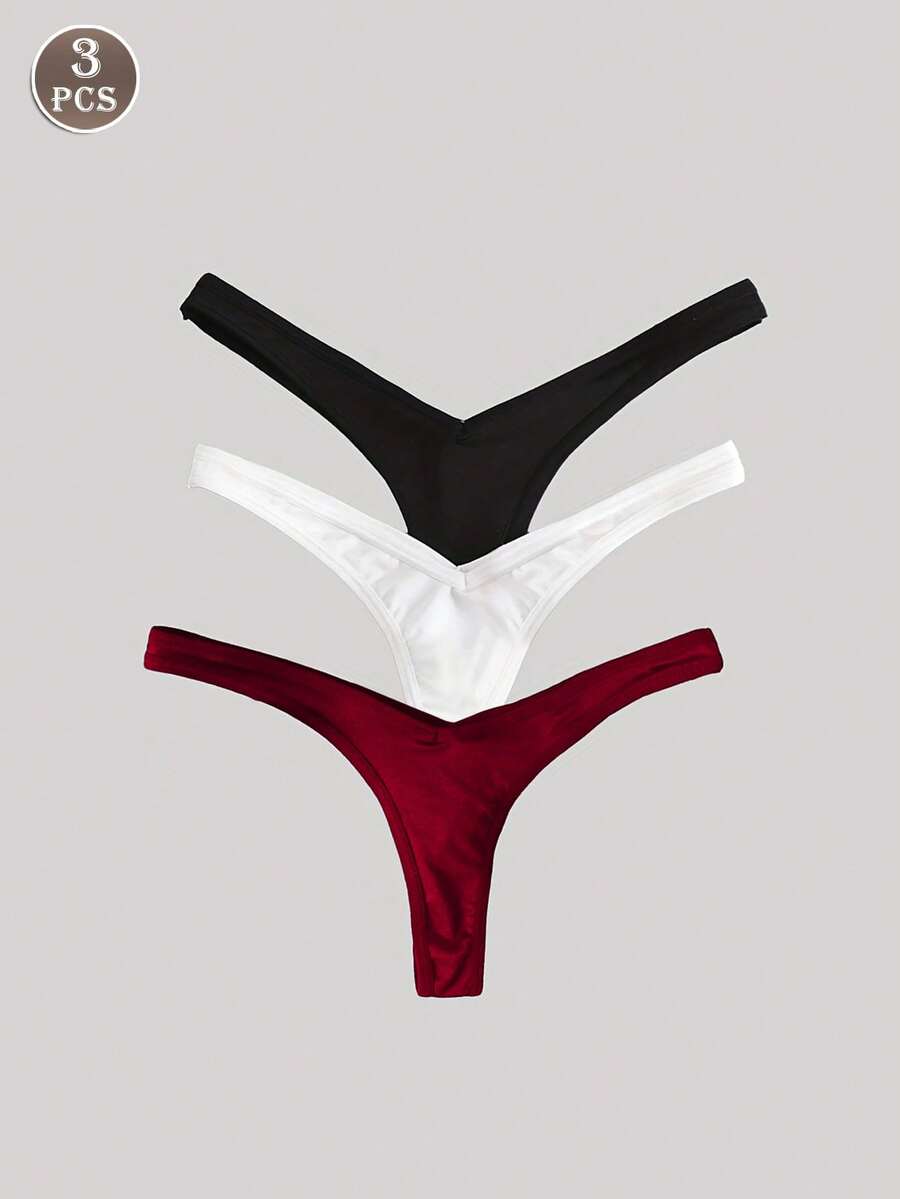 3件套女士无缝纯色丁字裤