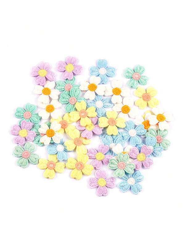 20 piezas parches bordados con patrones florales de 28mm de colores, sin respaldo adhesivo, aptos para ropa, sombreros, bolsos, manualidades y artesanía