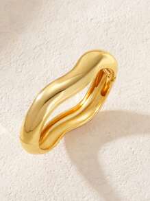 1 Set/1 pieza Elegante y delicado brazalete metálico de onda dorada con forma de gota de agua, de moda y elegante, adecuado para la calle, viajes, actividades en equipo, fotografía callejera, eventos formales, regalo de graduación