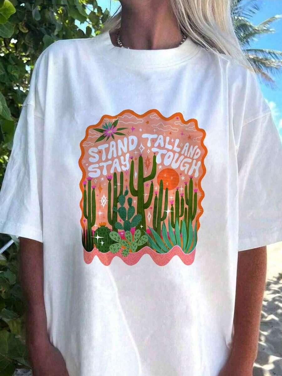 Blusas de verano para mujeres, diseño lindo de cactus del desierto, ropa de verano para mujeres, ropa de verano, blusas de verano lindas - Blanco - Ver 1