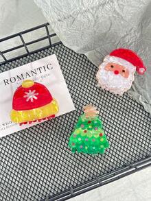 1 Set/5pcs Christmas Hair Clips, Acrylic Cute Christmas Style Combination, Suitable As Christmas Gift For Women Claw Clips Winter Hair Accessories Winter Hair Clutch - Multicolor - View 6