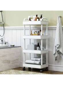 1 pièce Chariot multi-couches ménager en matériau PP, Étagère de rangement pour salon, jouets, articles de toilette, Étagère de rangement mobile pour chambre, bureau, salle de bain
