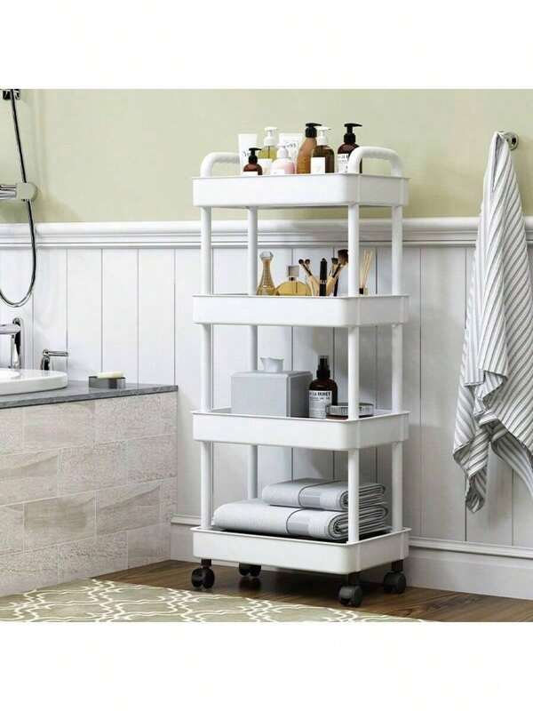 1 Piece Of PP Material Household Multi-Layer Handcart Living Room Storage Rack, Toy Storage Rack, Toiletries Storage Rack, Movable Bedroom, Study, Bathroom Storage Rack