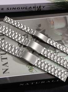 Stainless Steel Five Bead Watch Band Lightweight Replacement Strap For Men Compatible With 12mm 14mm 16mm 18mm 20mm 22mm 24mm Watch Sizes,