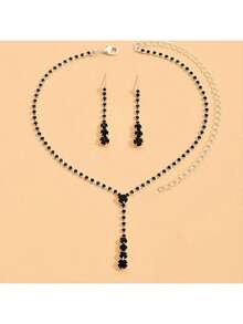 3件装，水滴钻项链，轻奢配饰，派对配饰，生日礼物，宴会礼服配饰，派对礼品，节日礼物，高端珠宝项链，项链耳环套装 - 紅色 - 查看 5