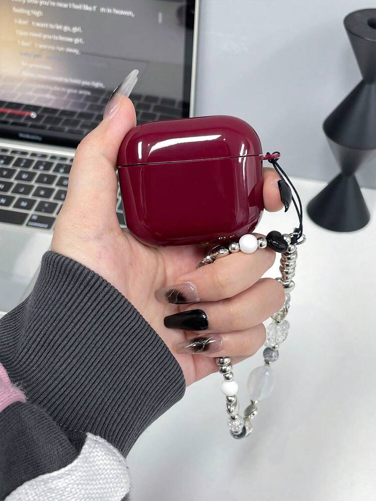 1pc Burgundy Luxury Phone Case, 1pc Apple Earphone Case + Wrist Strap, Compatible With Apple X, XR, 11, 12, 13, 14, 15, 16 Pro Max, 17, 17 Air, 17 Pro, 17 Pro Max - Multicolor - View 40