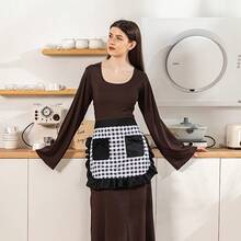 1pc Plaid Apron, Women's Waist Apron With Ruffled Hem, Vintage Maid Apron Design, With 2 Pockets, Suitable For Female Waitress Kitchen Cooking, Practical With 2 Pockets - Multicolor - View 5