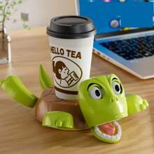 1pc Creative Turtle Coaster, Desktop Decor, Funny Sound Effect Pressure Activated Bulging Eyes Coaster Holder