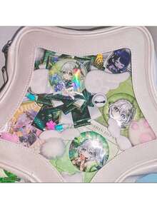 1pc Y2K Japanese Harajuku Kawaii Style High School Teen Girls JK &Lolita Bag Casual Campus Shoulder Bag,Millennial Hottie Cute Star Black Crossbody Bag,Transparent PU Leather Bag,Large Capacity DIY Badges Display Plate Ita Bag,Perfect Gifts For Women,Suitable For Daily Use,Comic Con,Concert,School,University Classroom,High School Junior High School Students Bag,Back To School Essentials,Collegue Homecoming,Second Dimension Fans,Japanese Anime Fans - Multicolor - View 13