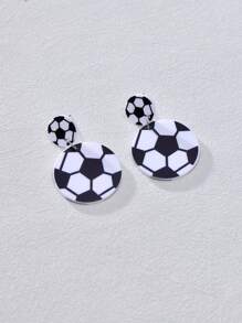 1 Pair Football, Baseball, Basketball, Volleyball Design Pendant Acrylic Earrings, Cute Sports Style Fashion Jewelry For Game Days