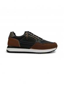 Men's Patchwork Sneakers - Black - View 1