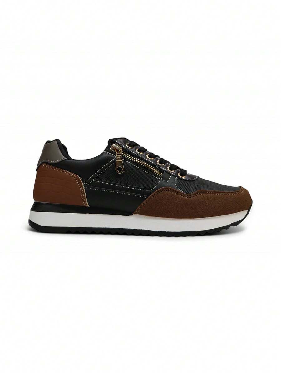 Men's Patchwork Sneakers - Black - View 1