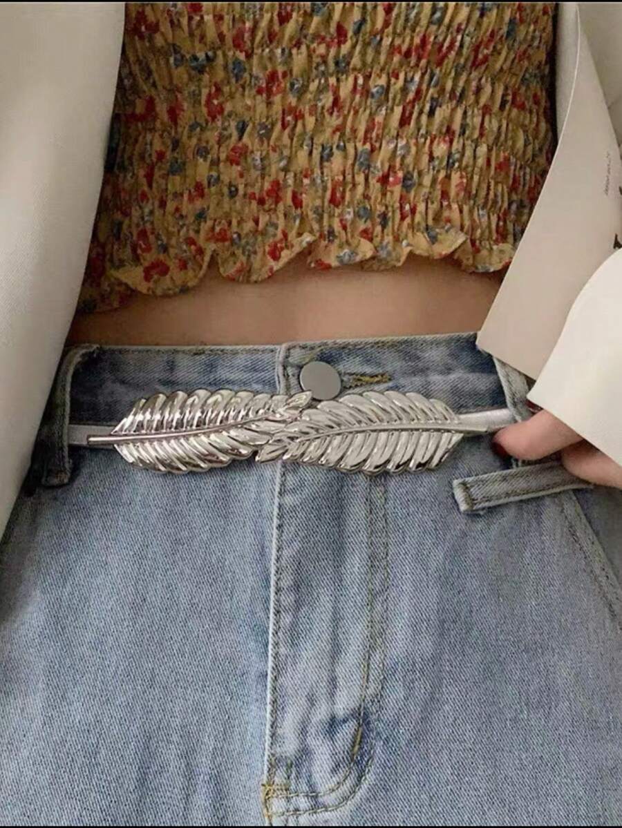 Metal Elastic Thin Skirt Matching New Women's Belt Waist Chain Decoration Dress Waist Belt - 銀色 - 查看 1