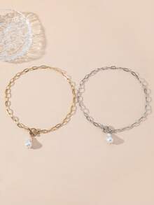 1 Máy Tính Châu Âu Và Mỹ Thời Trang Phong Cách Đơn Giản Dây ABS Dây Ngọc Trai Nữ Vòng Cổ Cho Lễ Hội Quà Tặng Và Đeo Hàng Ngày - Vàng - Xem 8