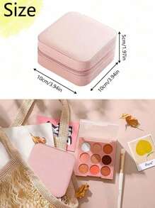 1pc Jewelry Storage Box, Portable Makeup Organizer Box For Necklace, Ring, Lipstick, Brush, Eyeshadow Palette, Cosmetics, Skincare, Nail Polish, Perfume, Stationery And Digital Accessories