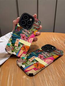 1 pieza Funda de teléfono a prueba de golpes, antihuellas y antidescargas con textura de caparazón de tortuga compatible con Apple y otros modelos - Multicolor - Ver 2