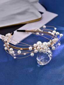 1 Stück süß und lieblich filigrane Perlen Haarband, elegante Perlen Verzierung in Schleifenform, Fee Haarschmuck für Feiertage, Geburtstage, Sommerstrand Urlaub, Prinzessin Stil Haarteil, Sommer Urlaub, Strand Accessoires, goldene Haarschmucke, Haarschmuck, Haarband, Haarreifen