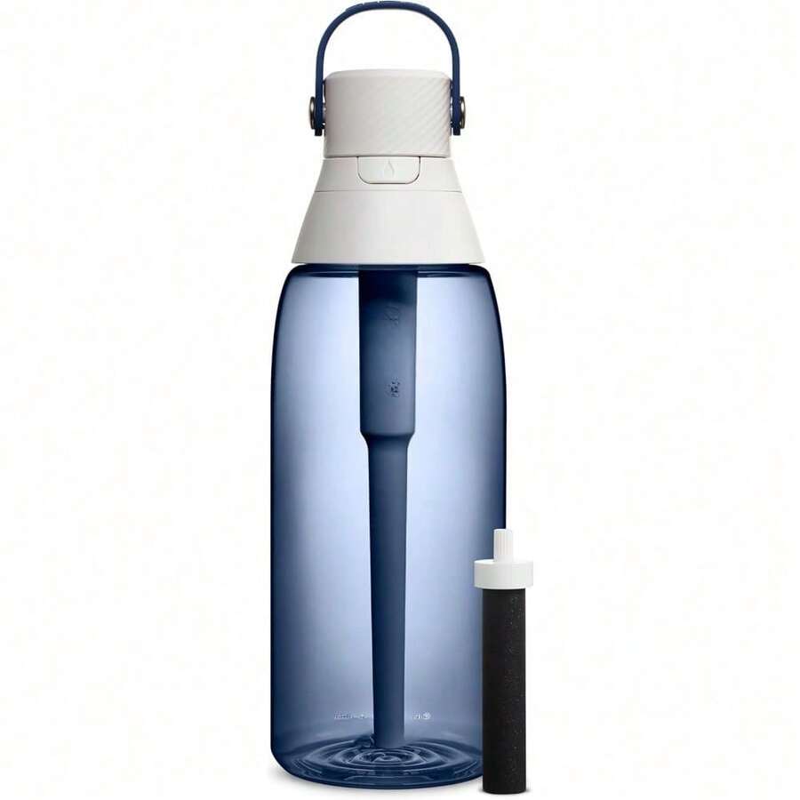 Botella de agua filtrada aislada con popote, reutilizable, plástico última intervensión de BPA, cielo nocturno, 36 onzas - Azul - Ver 1