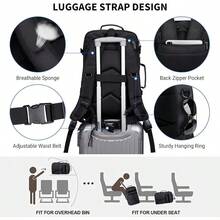 WITZMAN Carry On Travel Backpack For Men Large Convertible 45L Duffle Bag Fit 17 Inch Laptop Airline Appd - Black - View 6