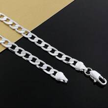 Stylish 925 Sterling Silver Necklace For Men & Women, Classic 8mm Chain, Luxurious Jewelry, Perfect For Weddings And Christmas, Best For Christmas