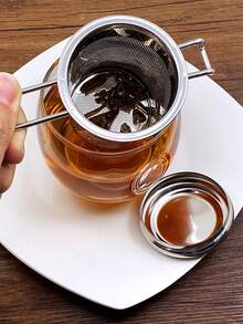 1个不锈钢茶漏，茶叶过滤器，散装茶叶扩散器，带可折叠长柄，可挂在茶壶或杯子上冲泡散装茶叶和咖啡。 - 銀色 - 查看 2